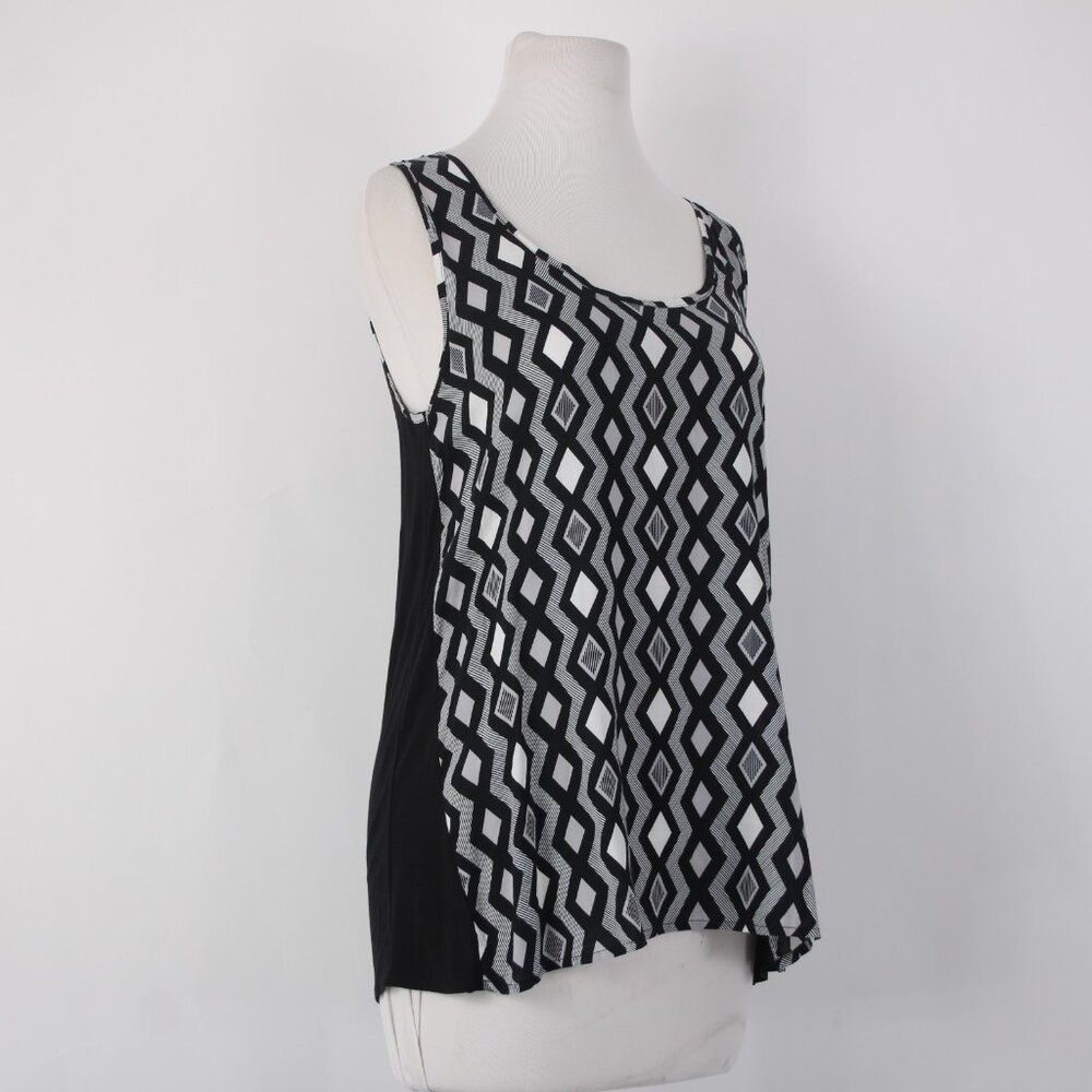 Apt 9 Top $30 Sz S Black White Round Neck Sleeveless 100% Rayon Top - Picture 3 of 11